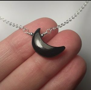 ● BLACK ONYX MOON & 925SS NECKLACE ●